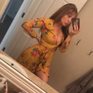 Mustard wrap around top shop dress